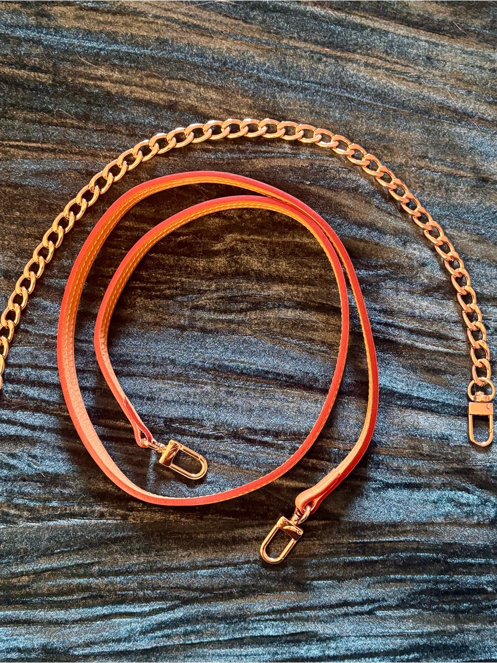 Vachetta Leather Long Strap & Gold Chain Strap Perfect for Louis Vuitton